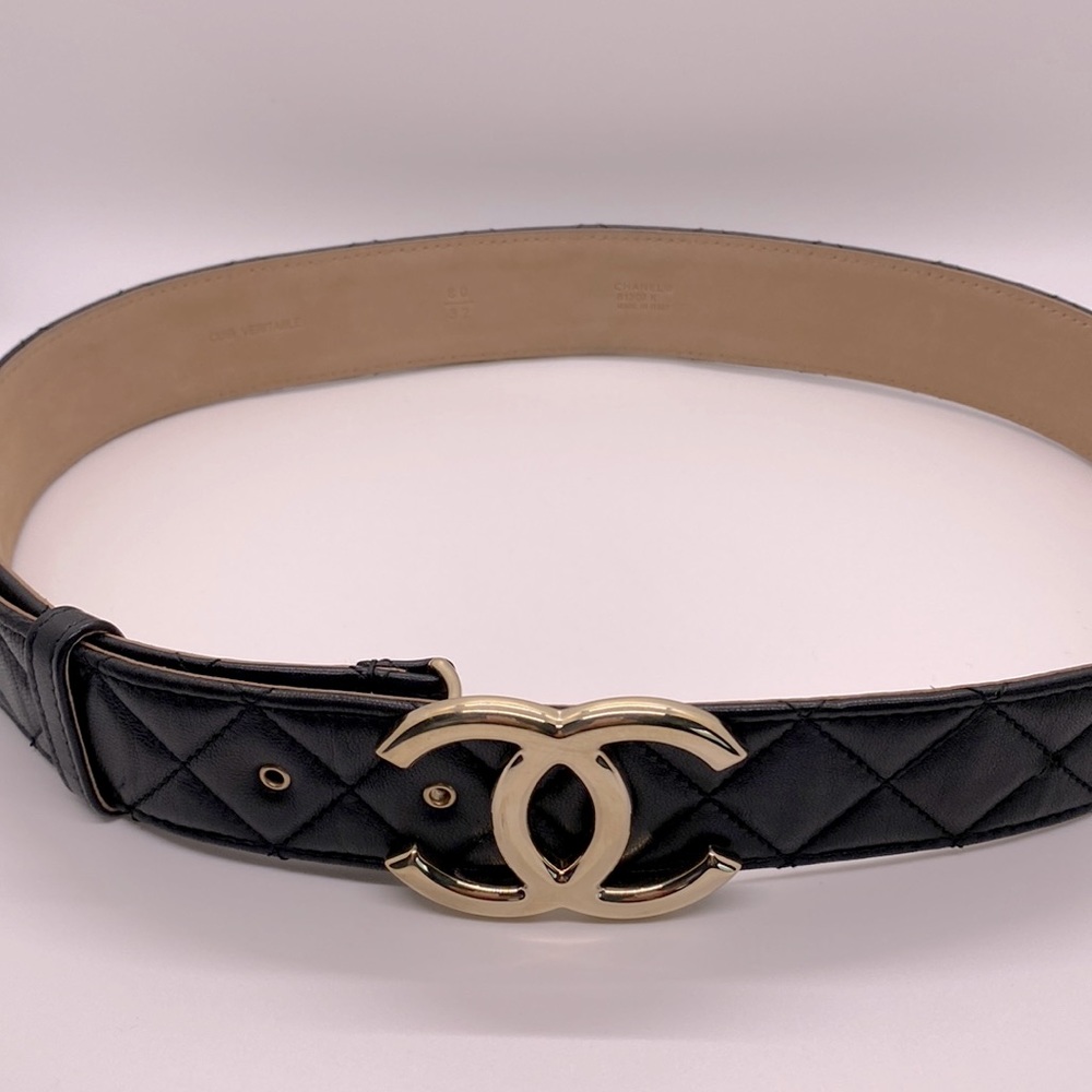 Chanel CC Gold Logo Quilted Black Belt - Picture 7 of 17